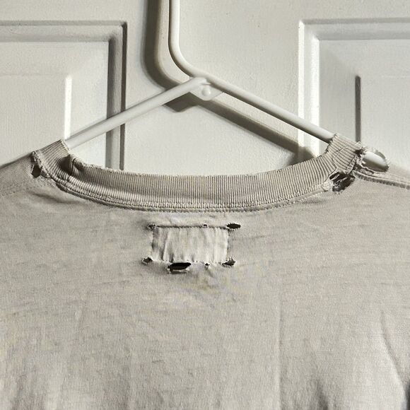 Abercrombie & Fitch Y2K 1990’s Off White Long Sleeve Tee THRASHED Vintage L - Picture 5 of 13